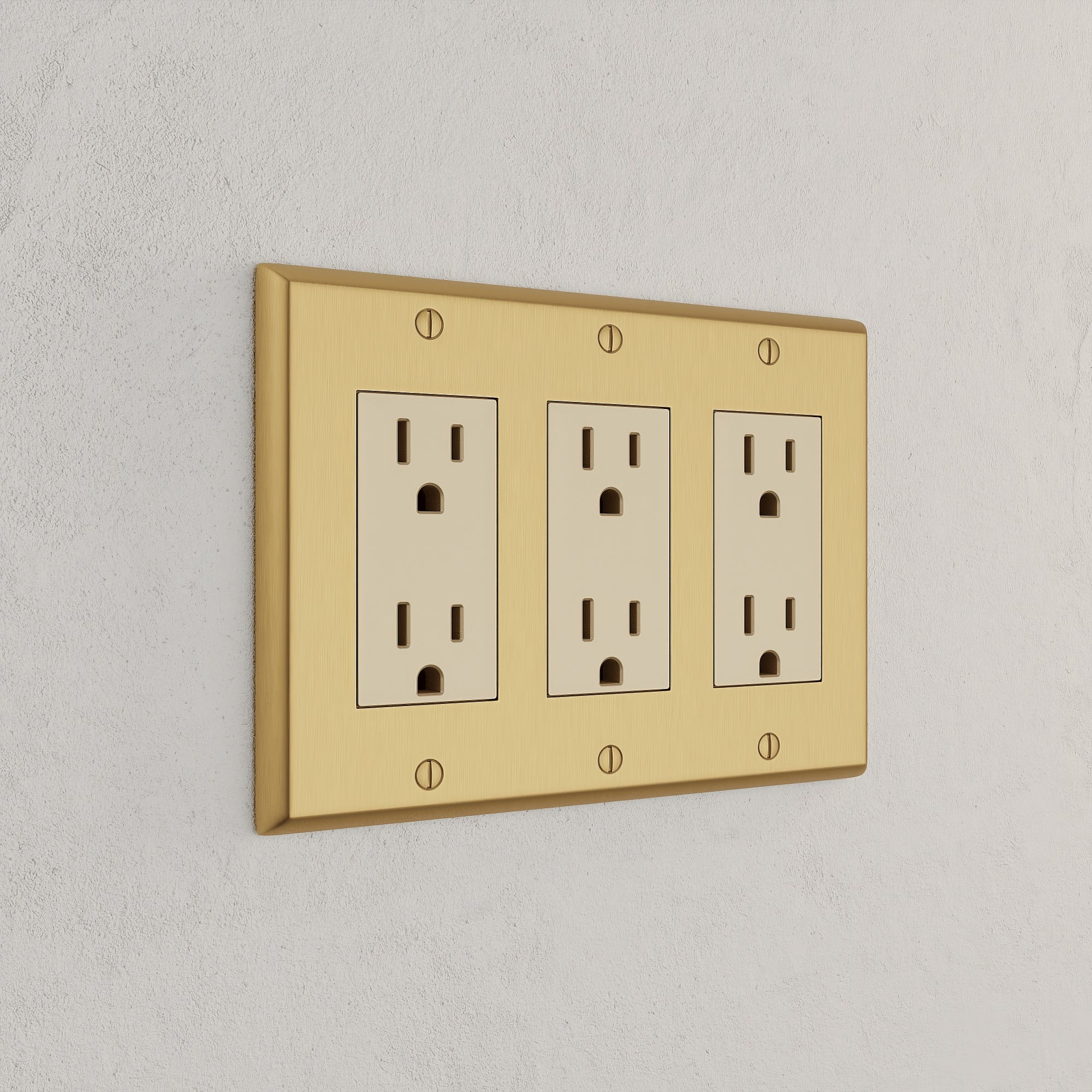 Solid brass Century Open Wall Plate – Triple in Satin Brass finish