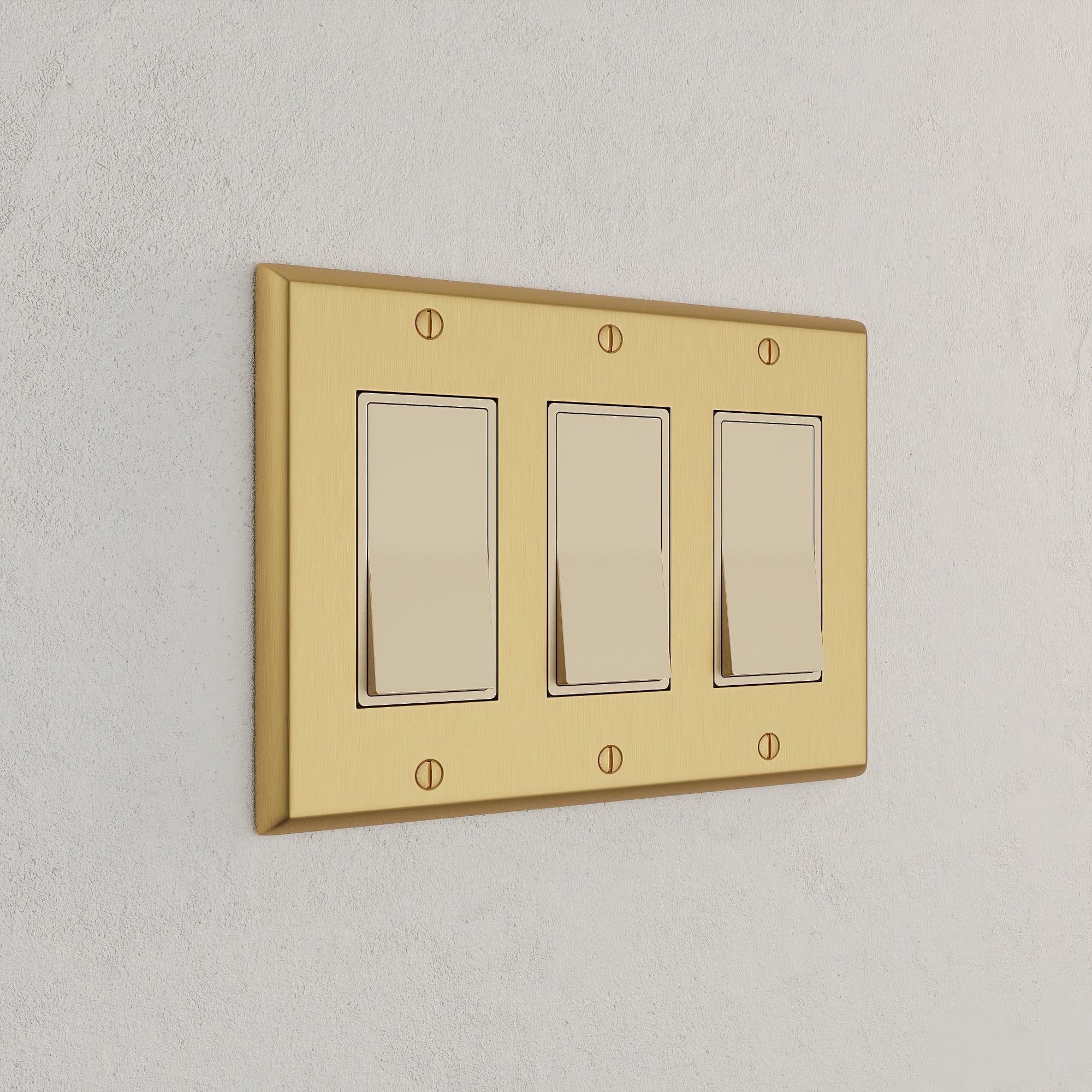 Solid brass Century Open Wall Plate – Triple in Satin Brass finish