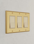 Solid brass Century Open Wall Plate – Triple in Satin Brass finish