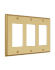Solid brass Century Open Wall Plate – Triple in Satin Brass finish