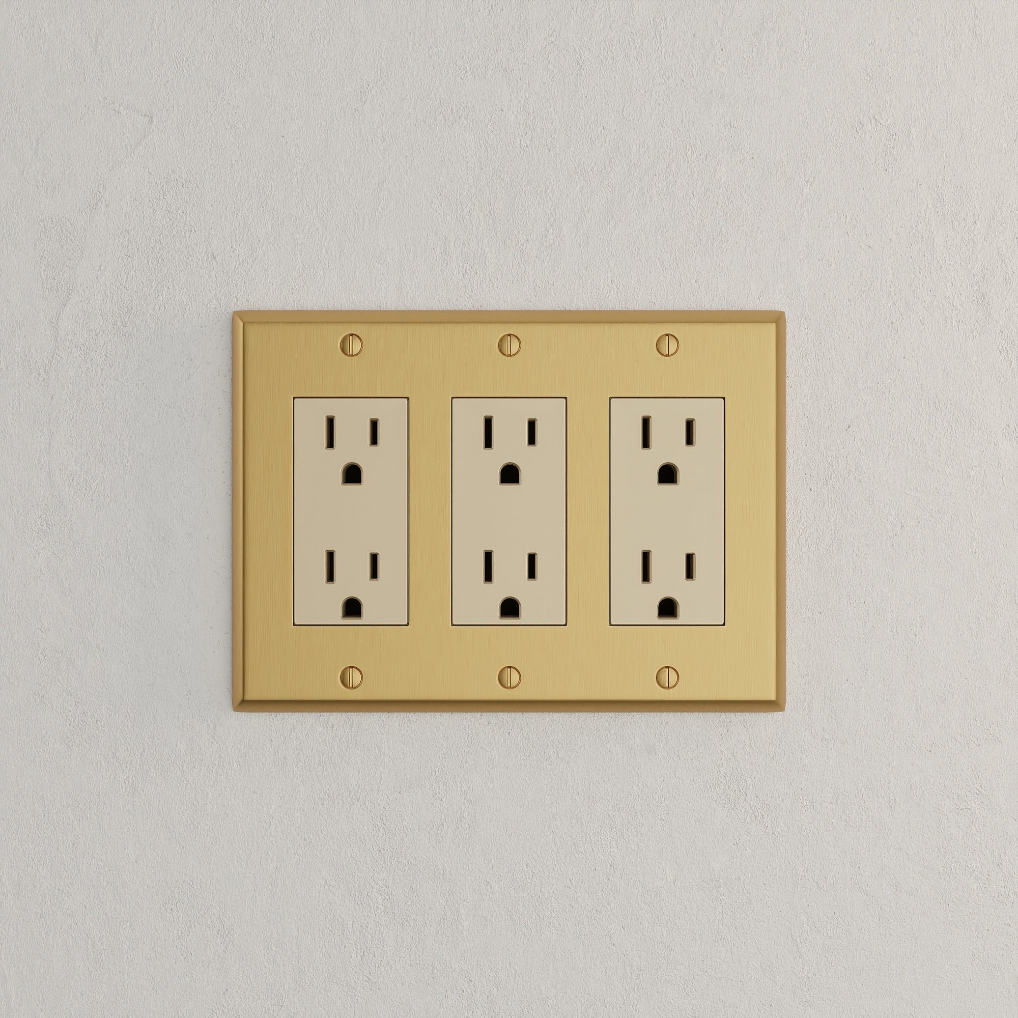 Solid brass Century Open Wall Plate – Triple in Satin Brass finish