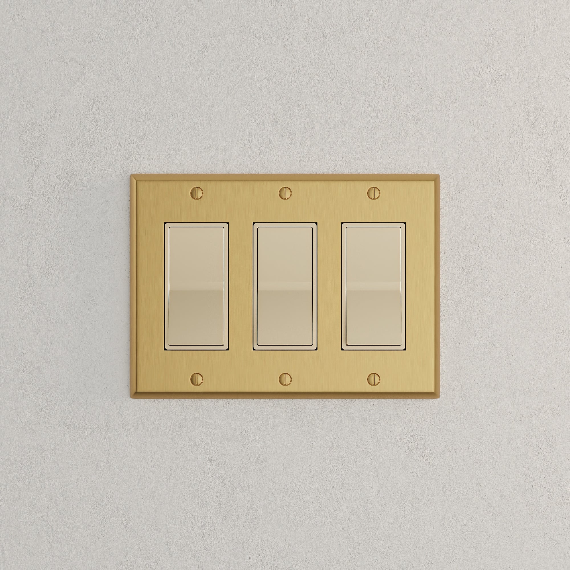 Solid brass Century Open Wall Plate – Triple in Satin Brass finish