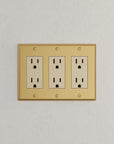 Solid brass Century Open Wall Plate – Triple in Satin Brass finish
