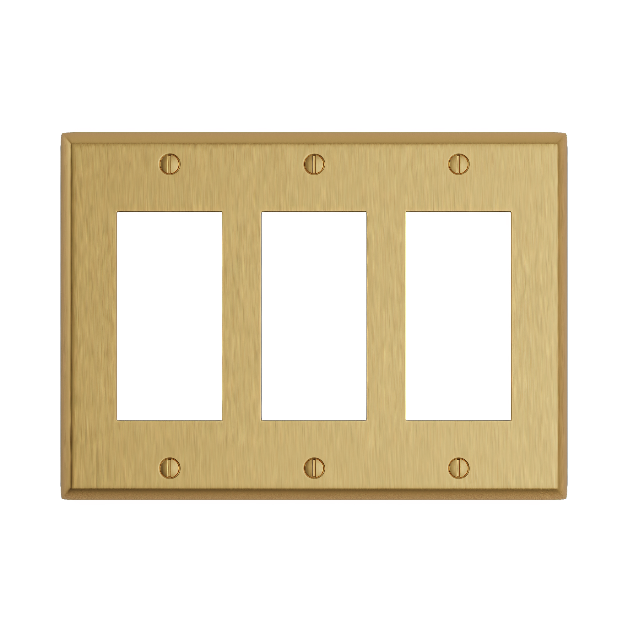 Solid brass Century Open Wall Plate – Triple in Satin Brass finish