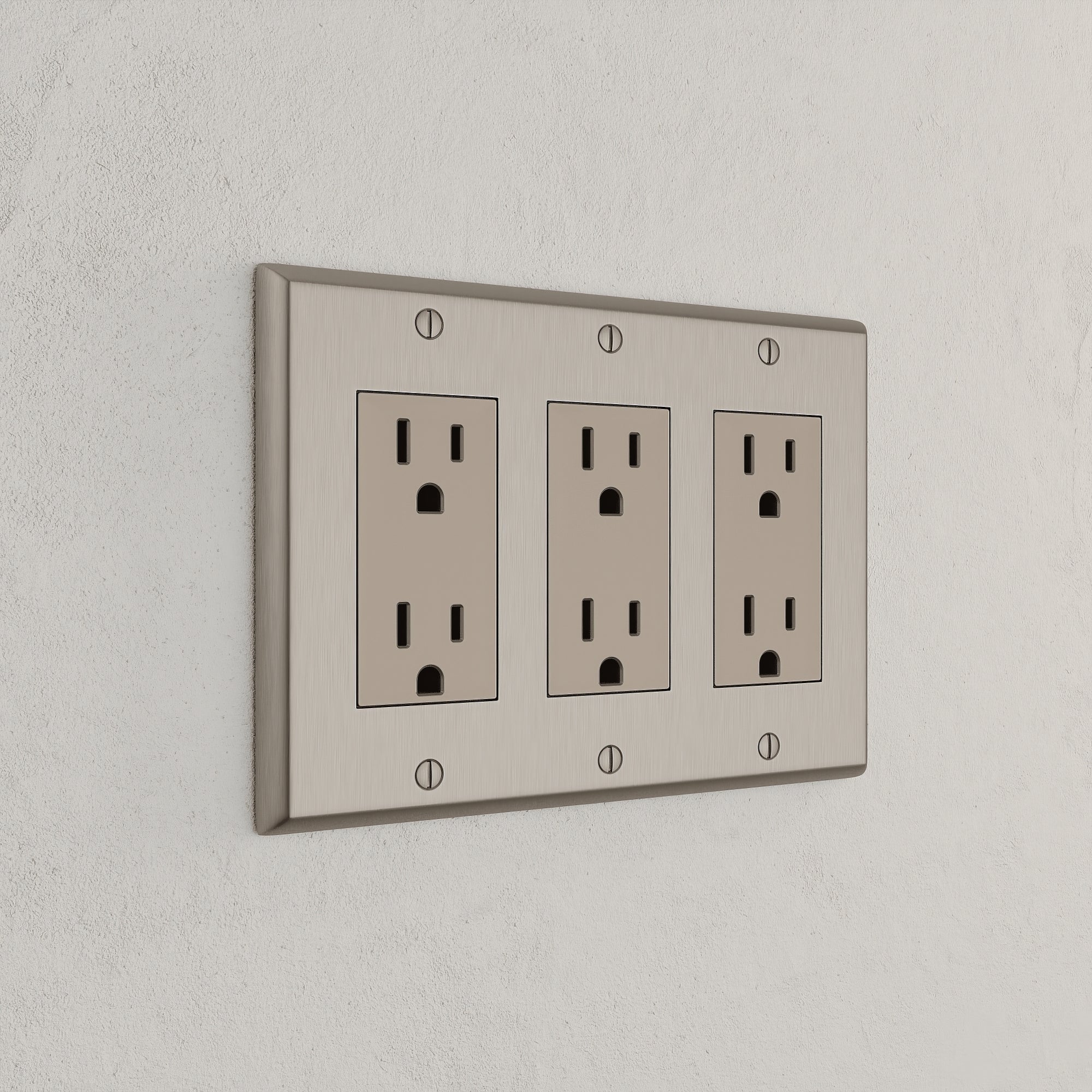 Solid brass Century Open Wall Plate – Triple in Satin Nickel finish
