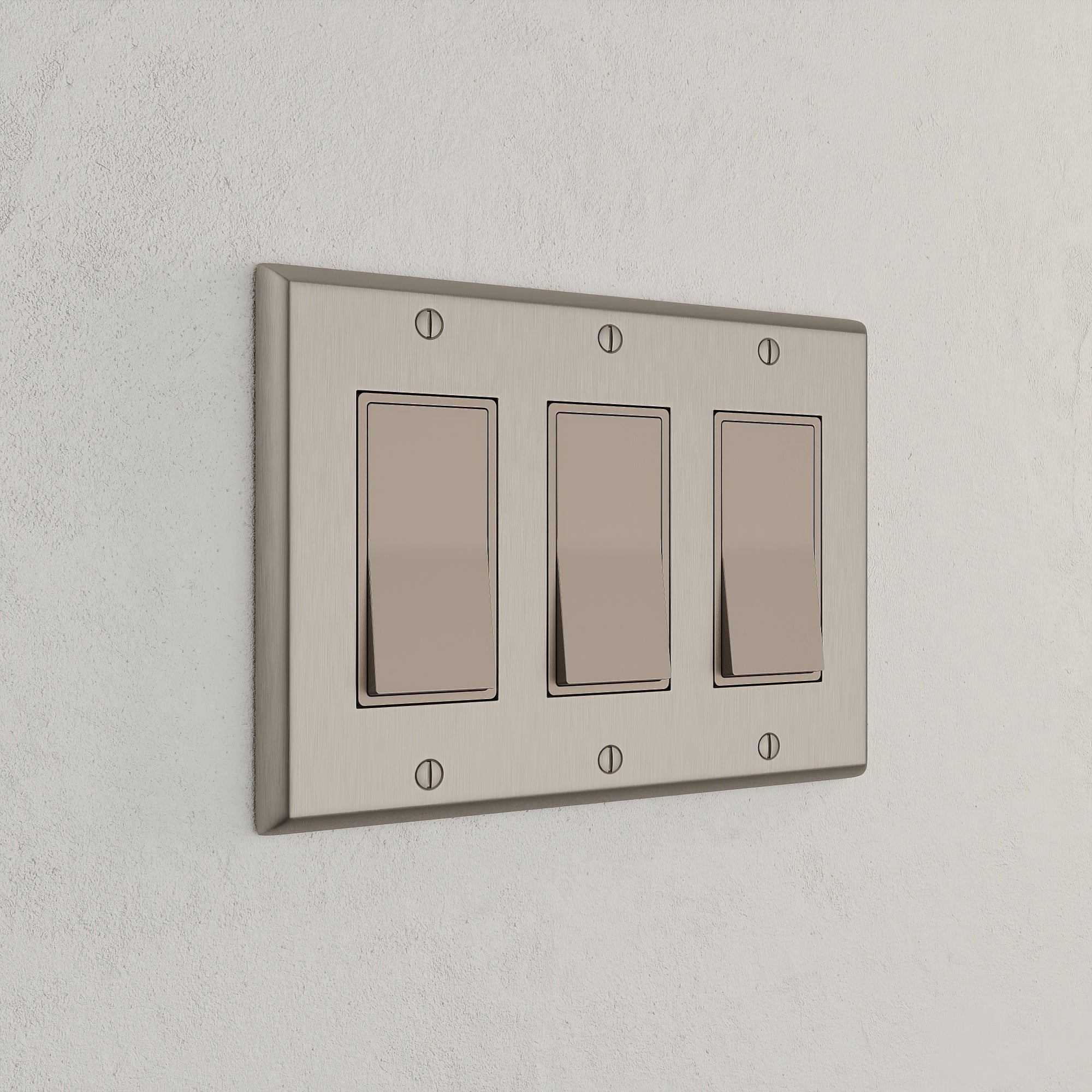 Solid brass Century Open Wall Plate – Triple in Satin Nickel finish