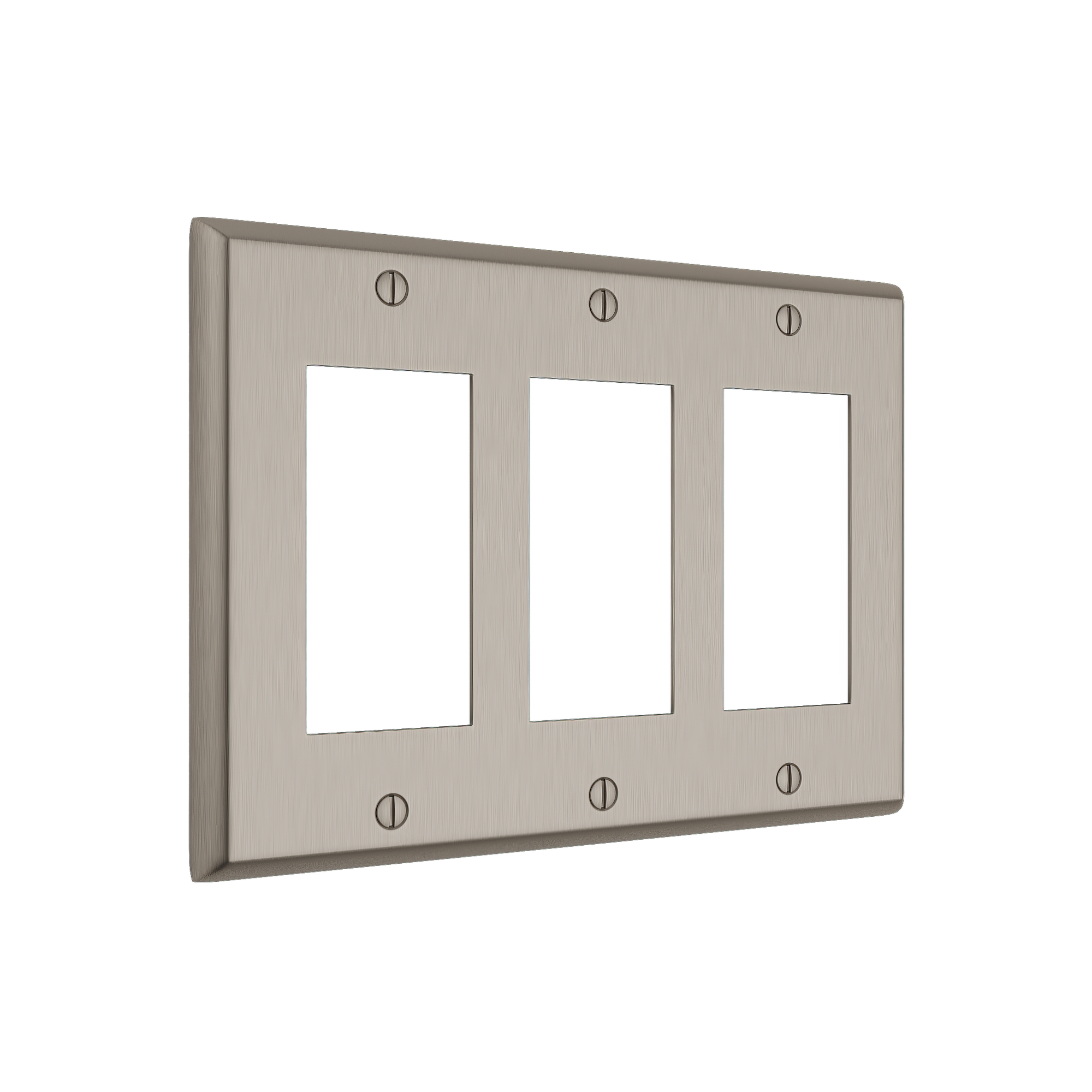 Solid brass Century Open Wall Plate – Triple in Satin Nickel finish