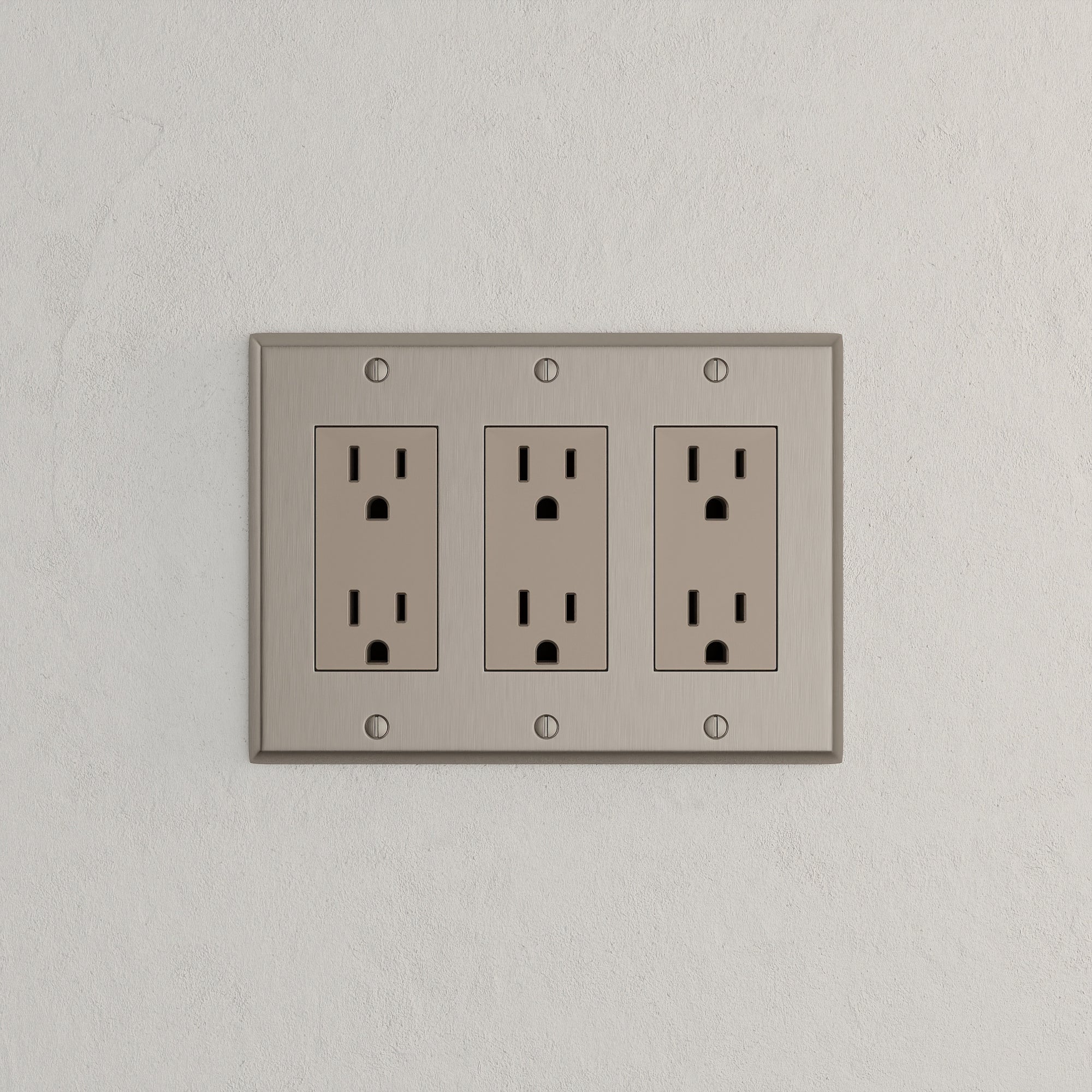 Solid brass Century Open Wall Plate – Triple in Satin Nickel finish