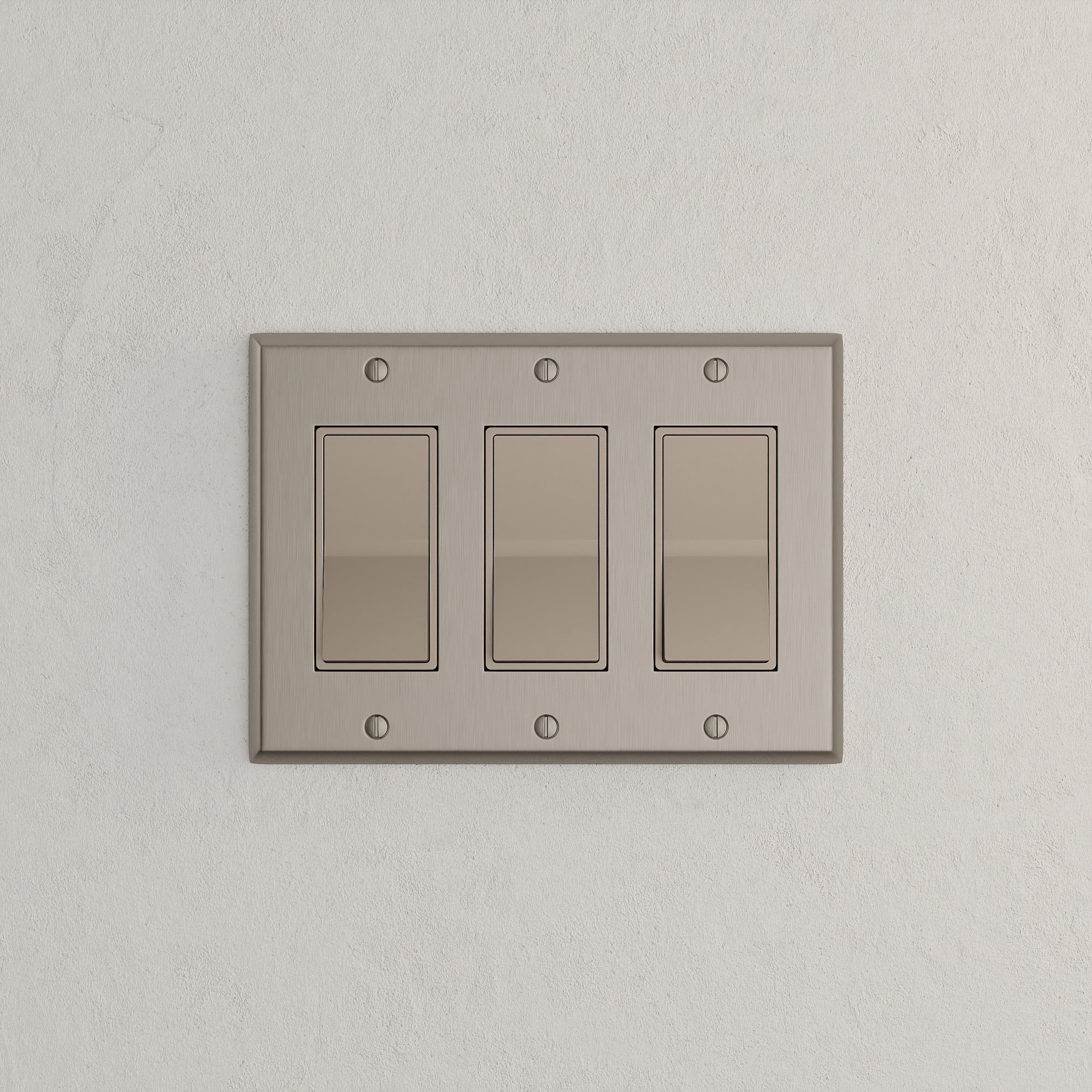 Solid brass Century Open Wall Plate – Triple in Satin Nickel finish
