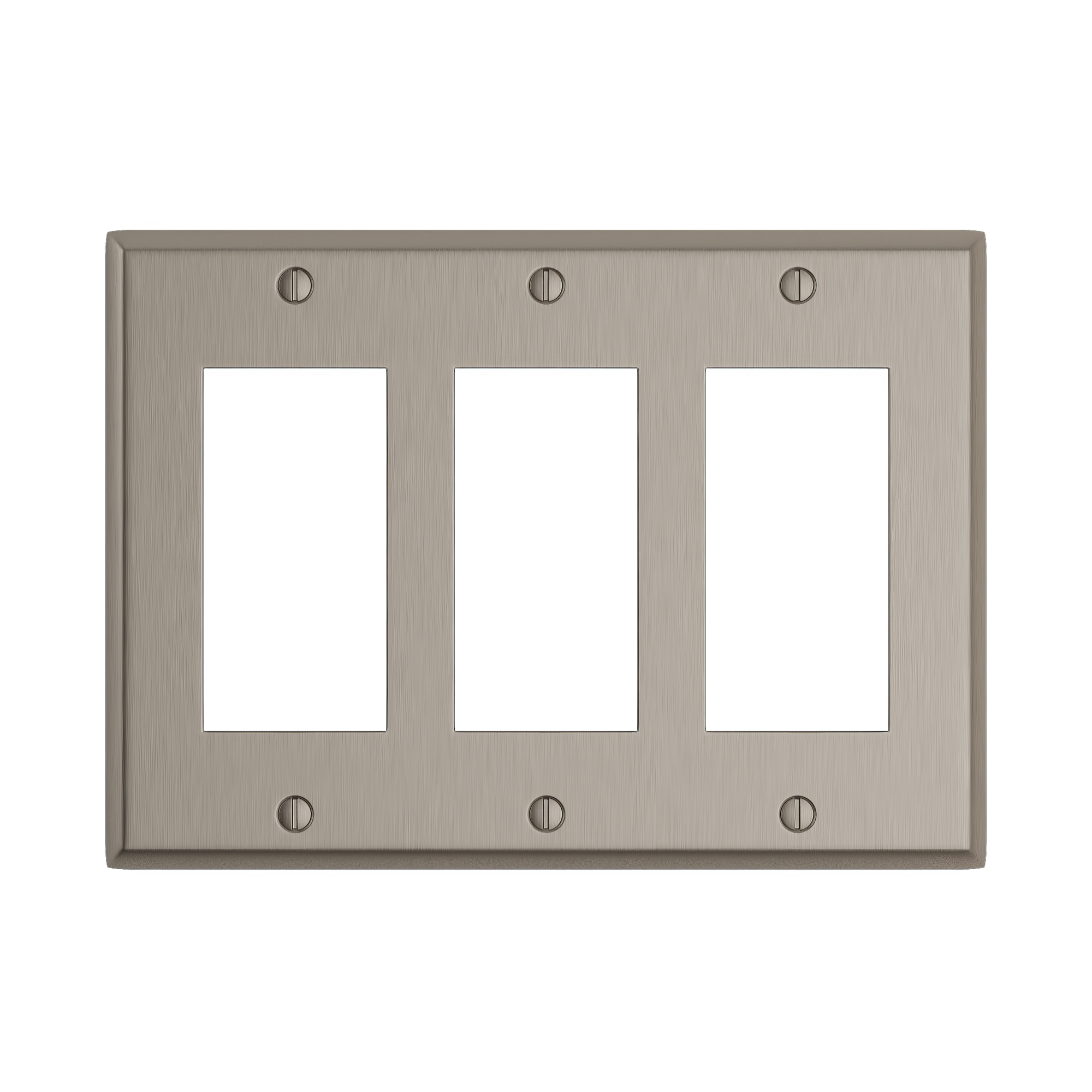 Solid brass Century Open Wall Plate – Triple in Satin Nickel finish