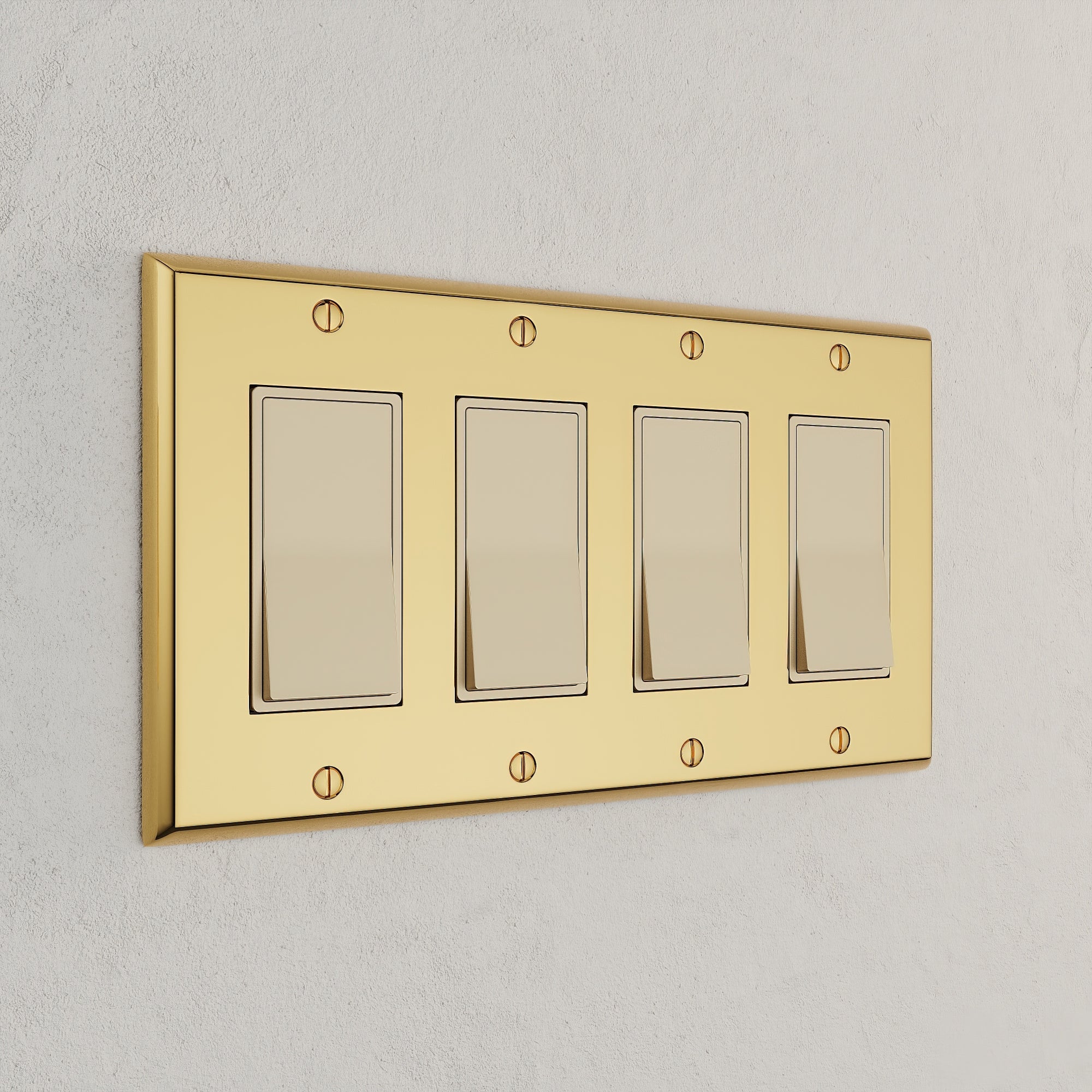 Solid brass Century Open Wall Plate – Quad in Polished Brass finish