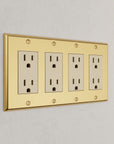 Solid brass Century Open Wall Plate – Quad in Polished Brass finish