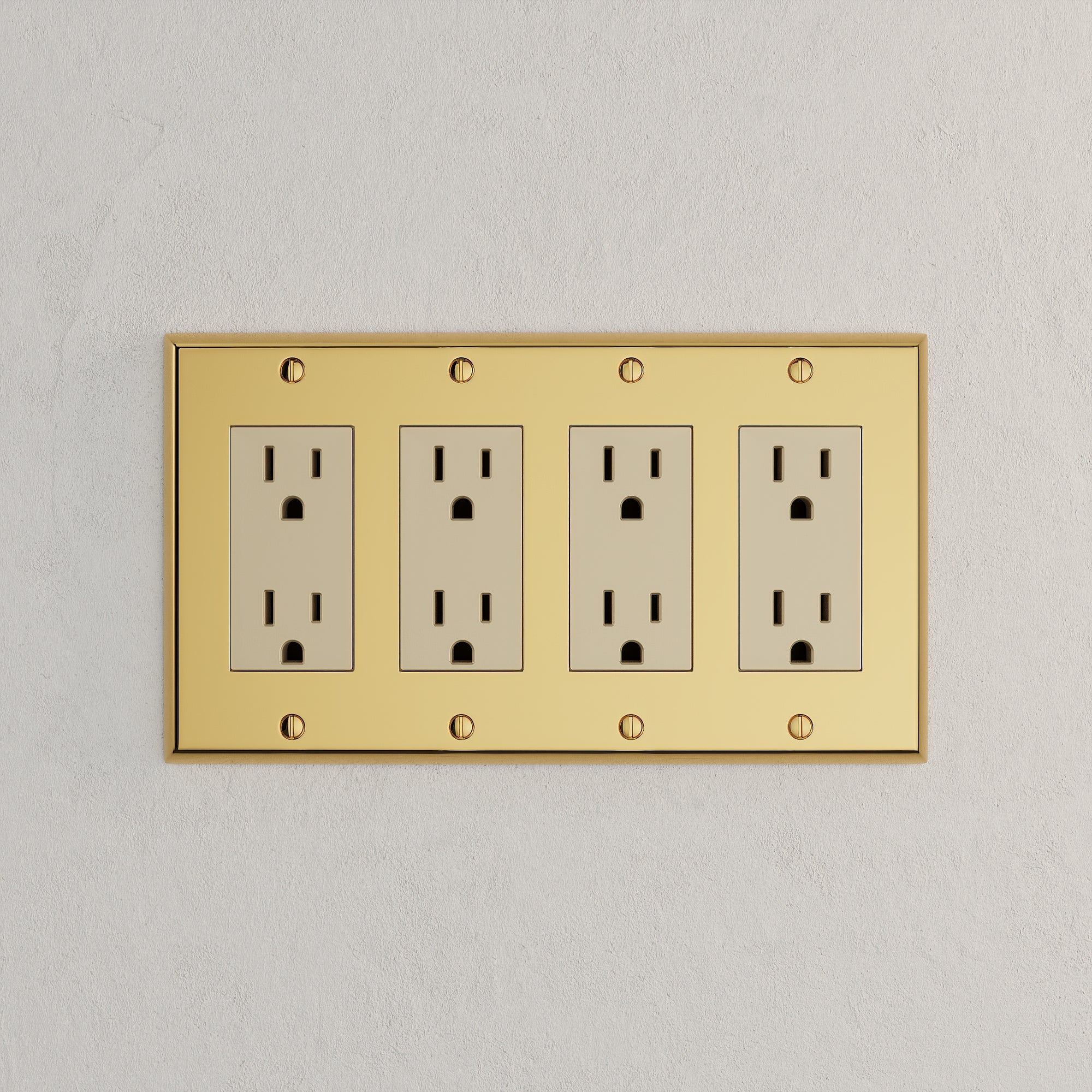 Solid brass Century Open Wall Plate – Quad in Polished Brass finish