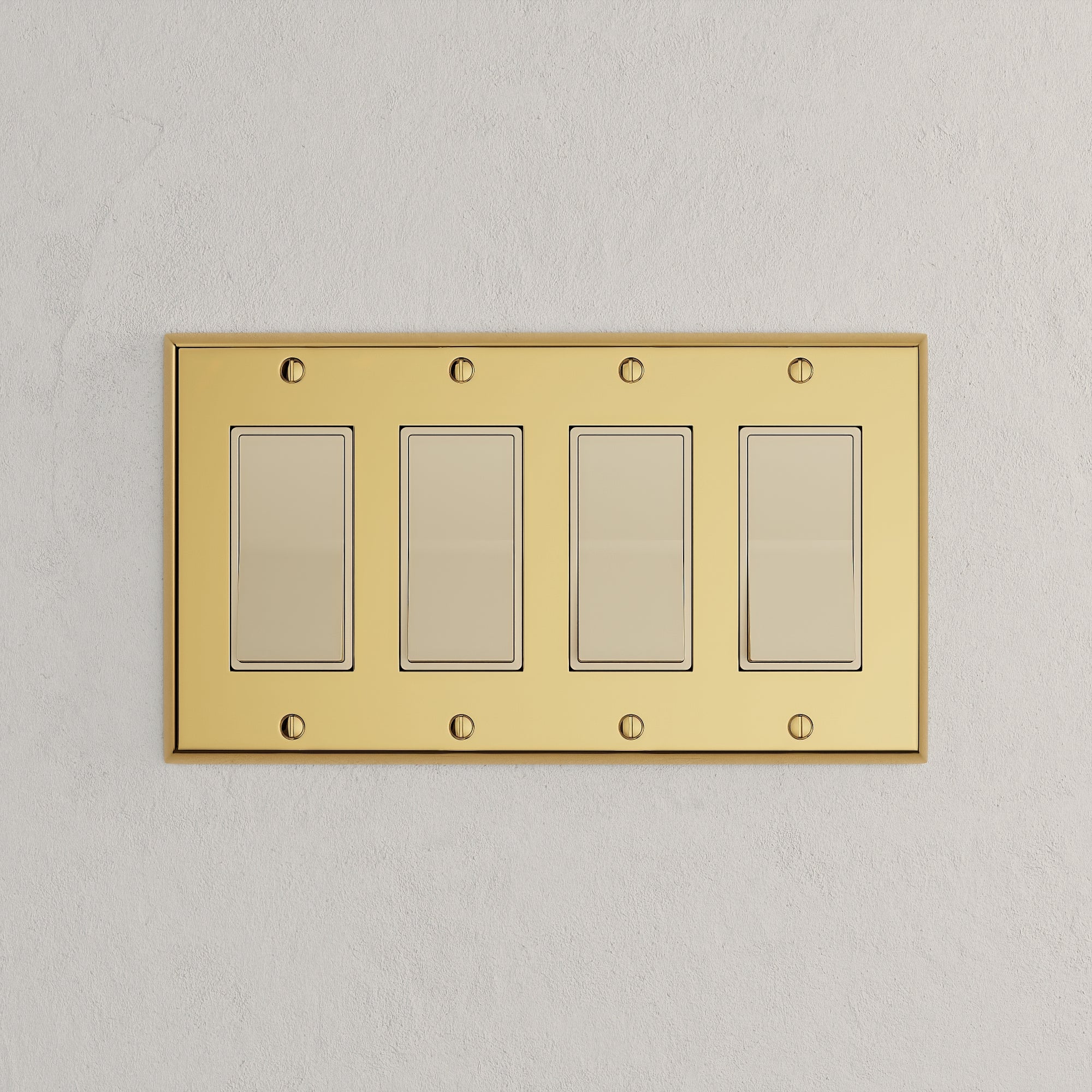Solid brass Century Open Wall Plate – Quad in Polished Brass finish