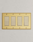 Solid brass Century Open Wall Plate – Quad in Polished Brass finish