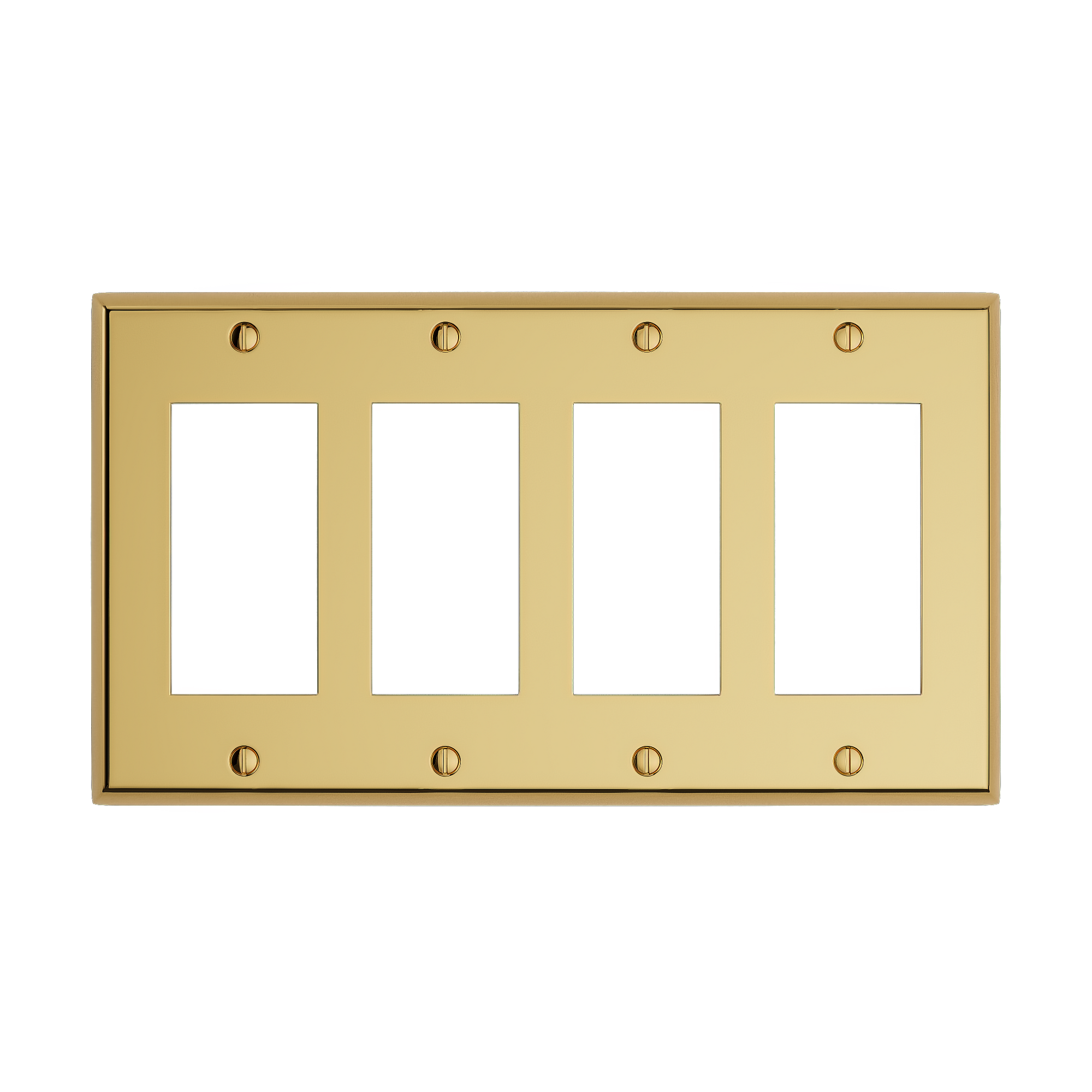 Solid brass Century Open Wall Plate – Quad in Polished Brass finish