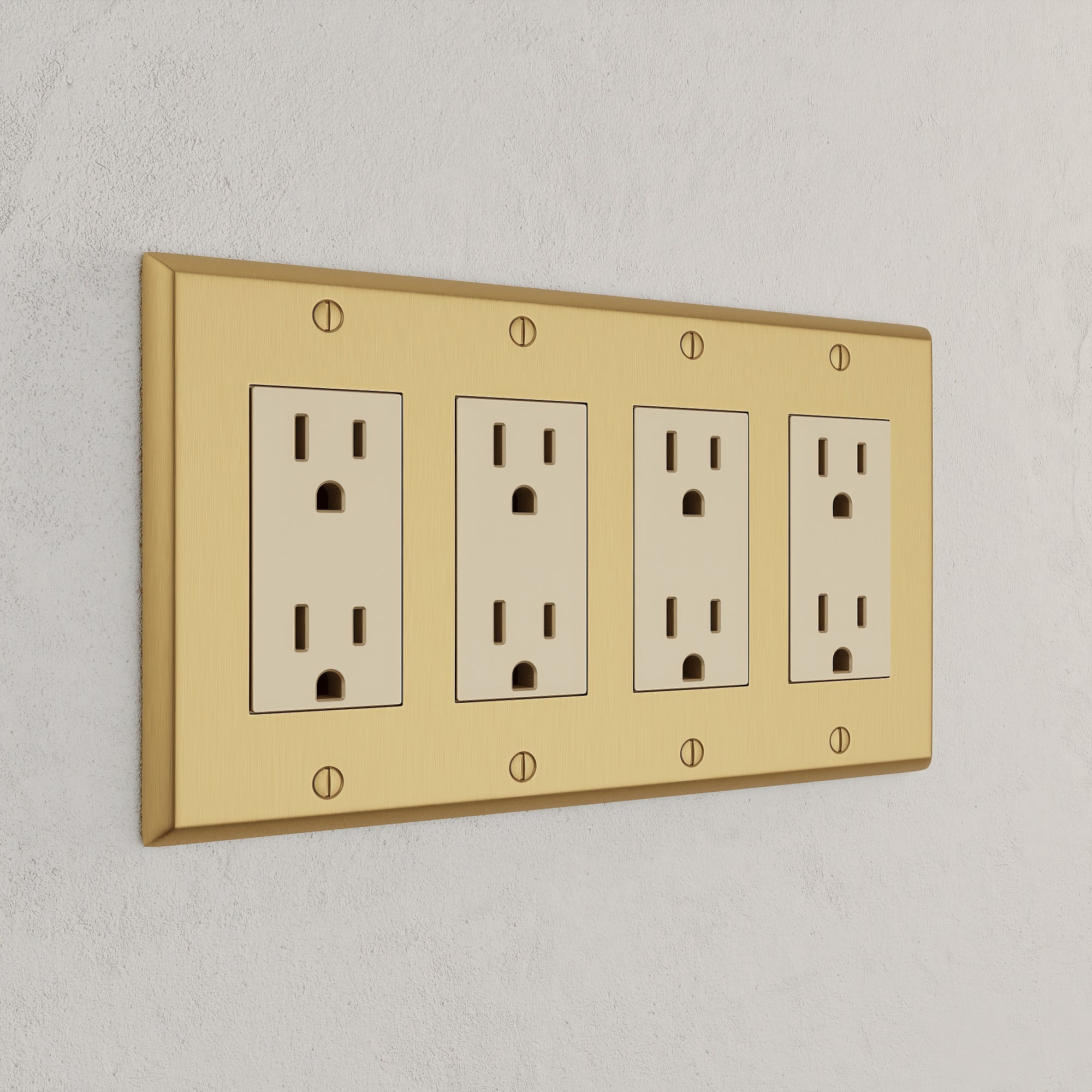 Solid brass Century Open Wall Plate – Quad in Satin Brass finish