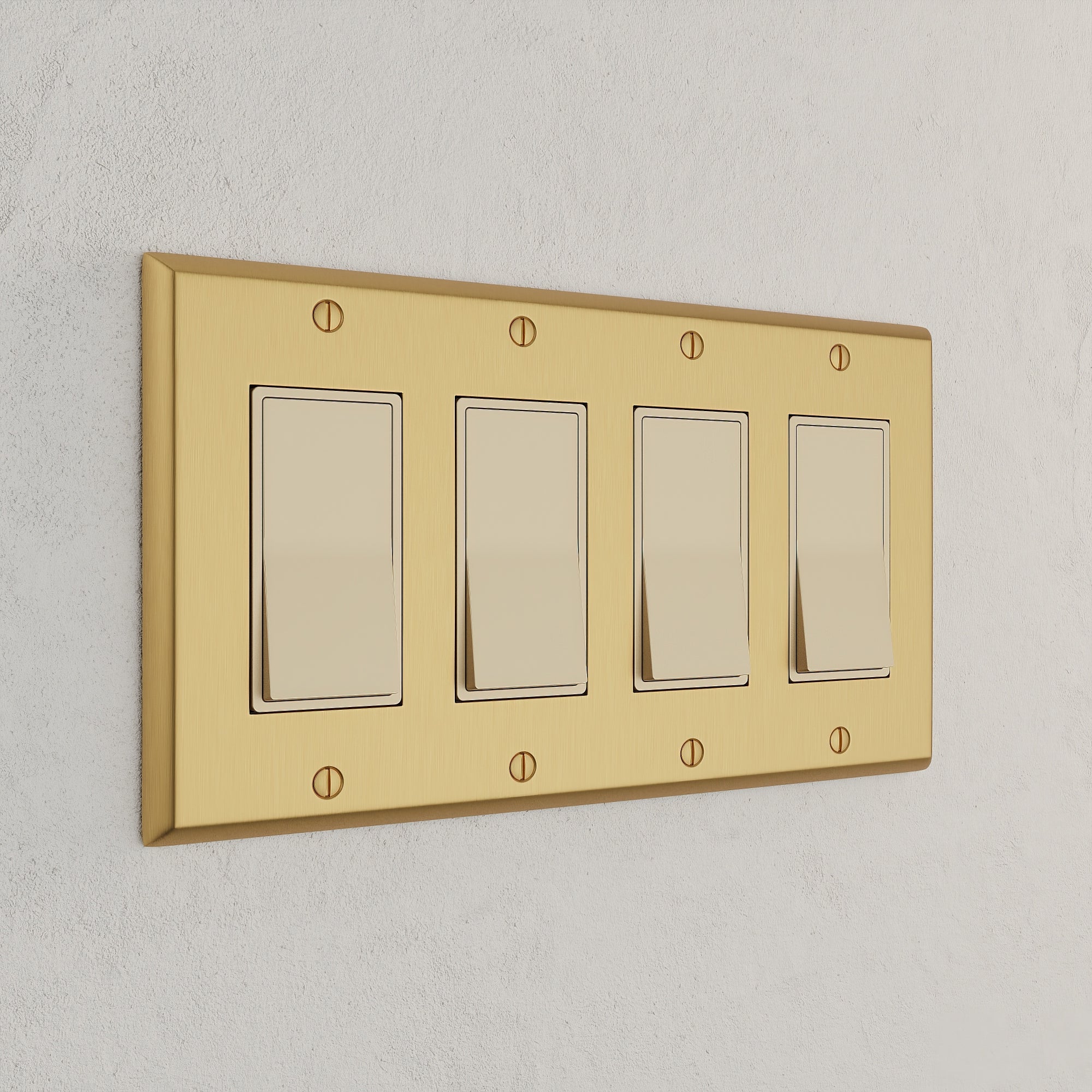 Solid brass Century Open Wall Plate – Quad in Satin Brass finish