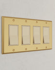 Solid brass Century Open Wall Plate – Quad in Satin Brass finish