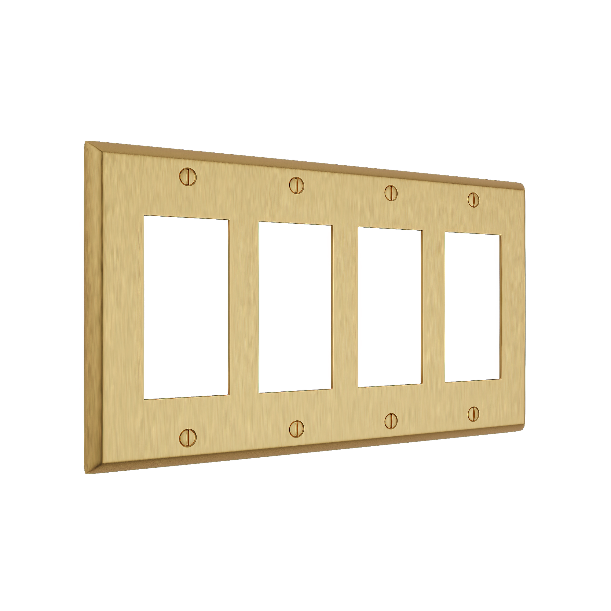 Solid brass Century Open Wall Plate – Quad in Satin Brass finish