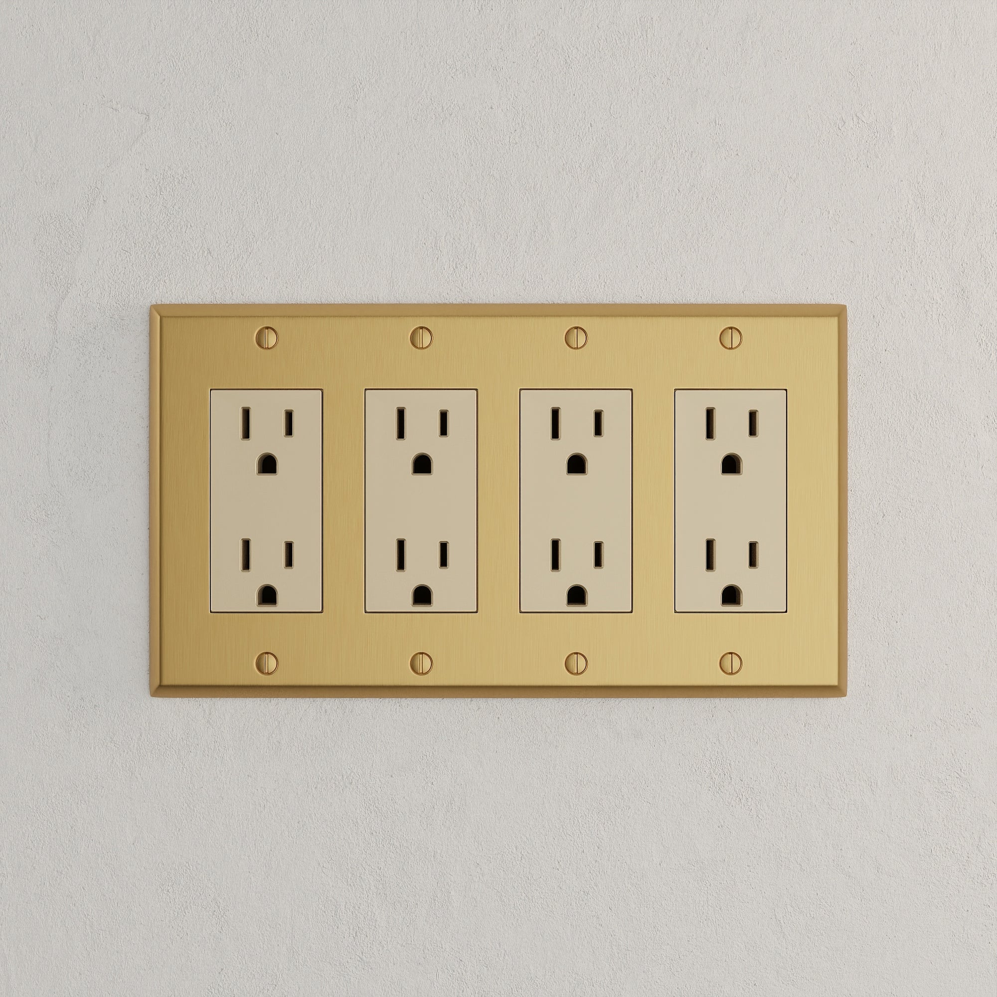 Solid brass Century Open Wall Plate – Quad in Satin Brass finish