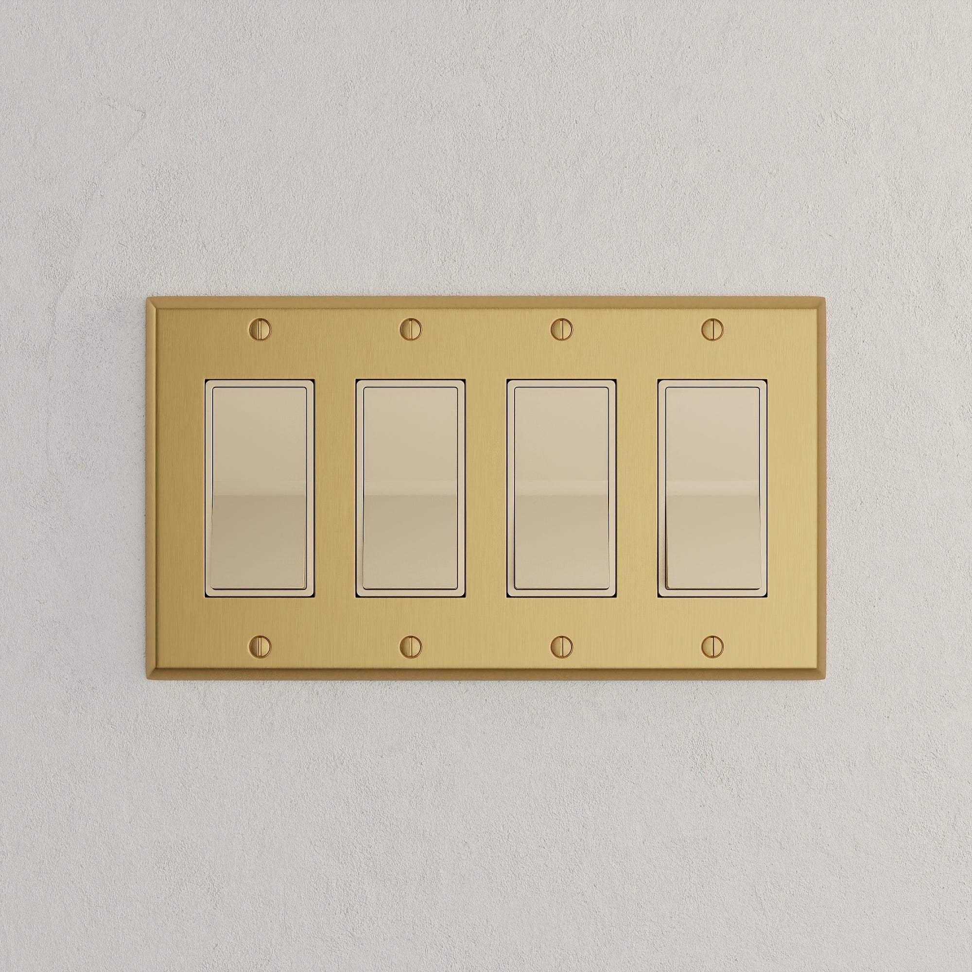 Solid brass Century Open Wall Plate – Quad in Satin Brass finish