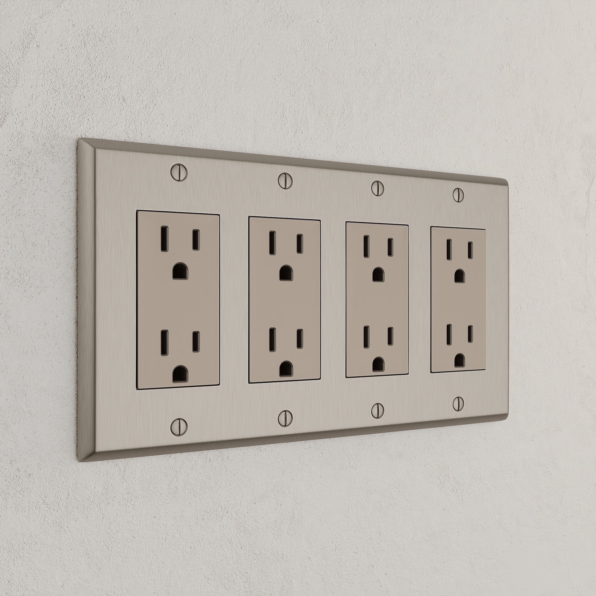 Solid brass Century Open Wall Plate – Quad in Satin Nickel finish