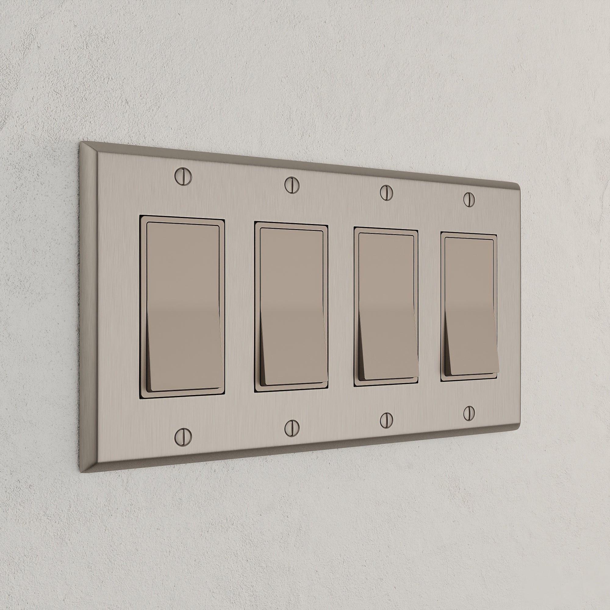 Solid brass Century Open Wall Plate – Quad in Satin Nickel finish