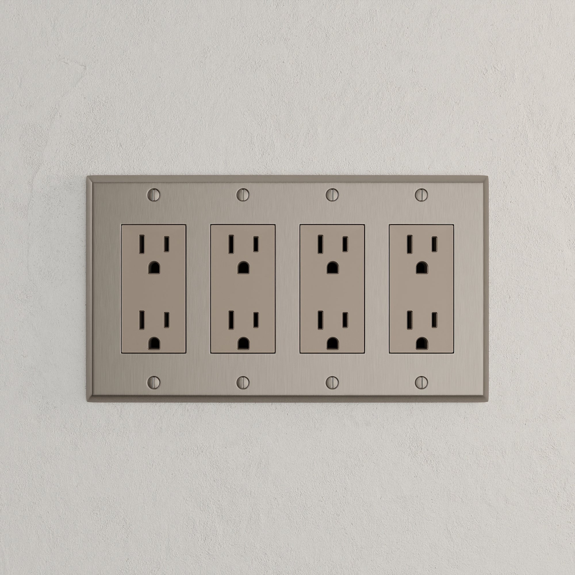 Solid brass Century Open Wall Plate – Quad in Satin Nickel finish