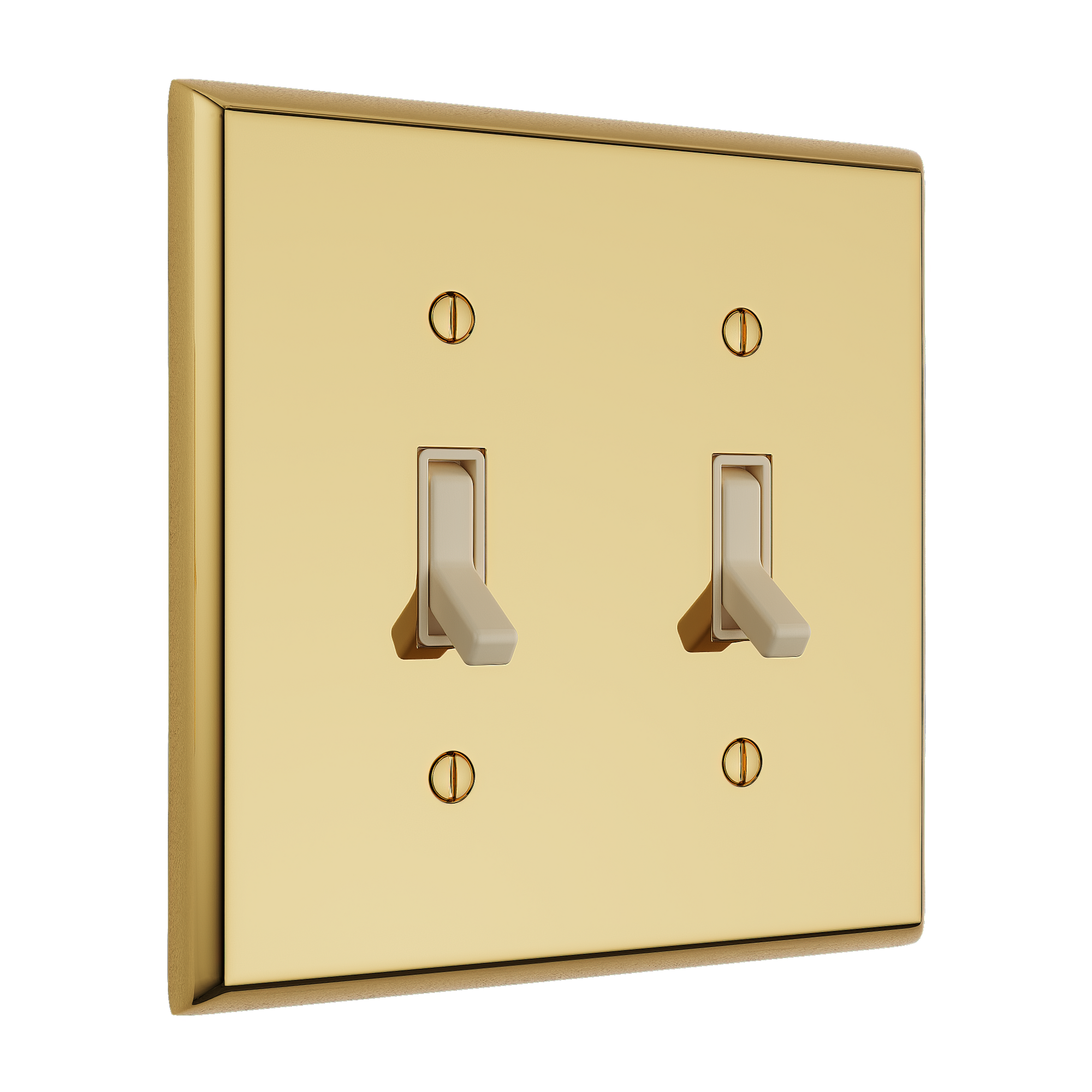 Solid brass Century Toggle Wall Plate – Double in Polished Brass finish