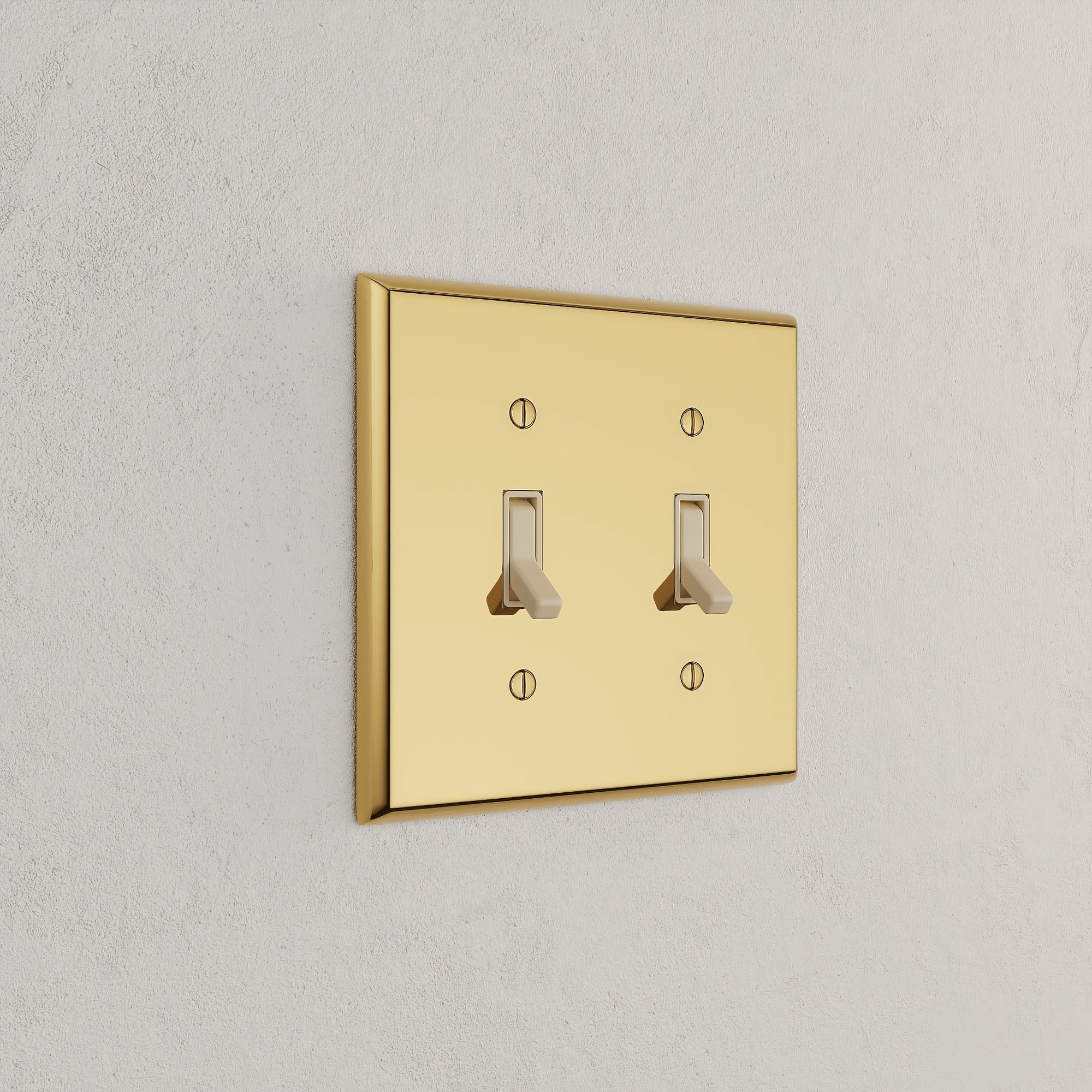 Solid brass Century Toggle Wall Plate – Double in Polished Brass finish