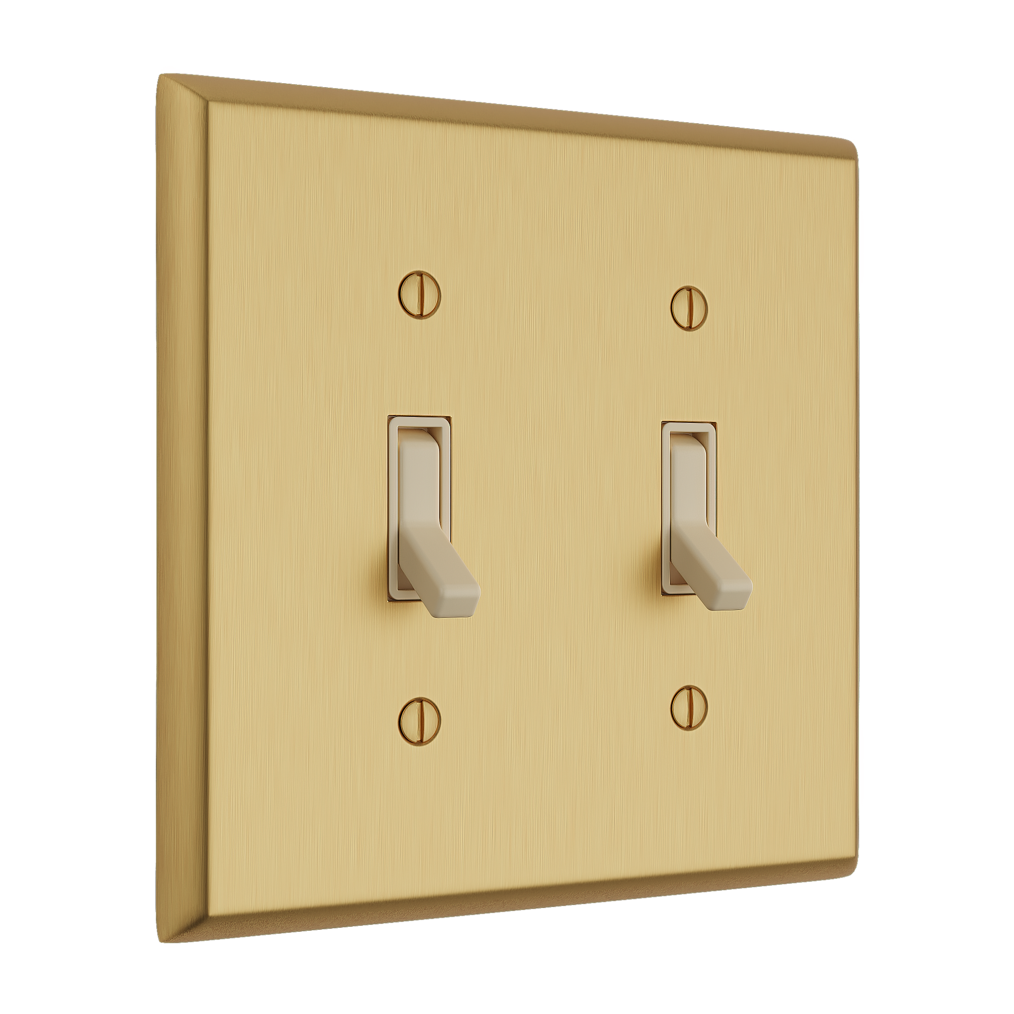 Solid brass Century Toggle Wall Plate – Double in Satin Brass finish