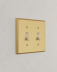 Solid brass Century Toggle Wall Plate – Double in Satin Brass finish