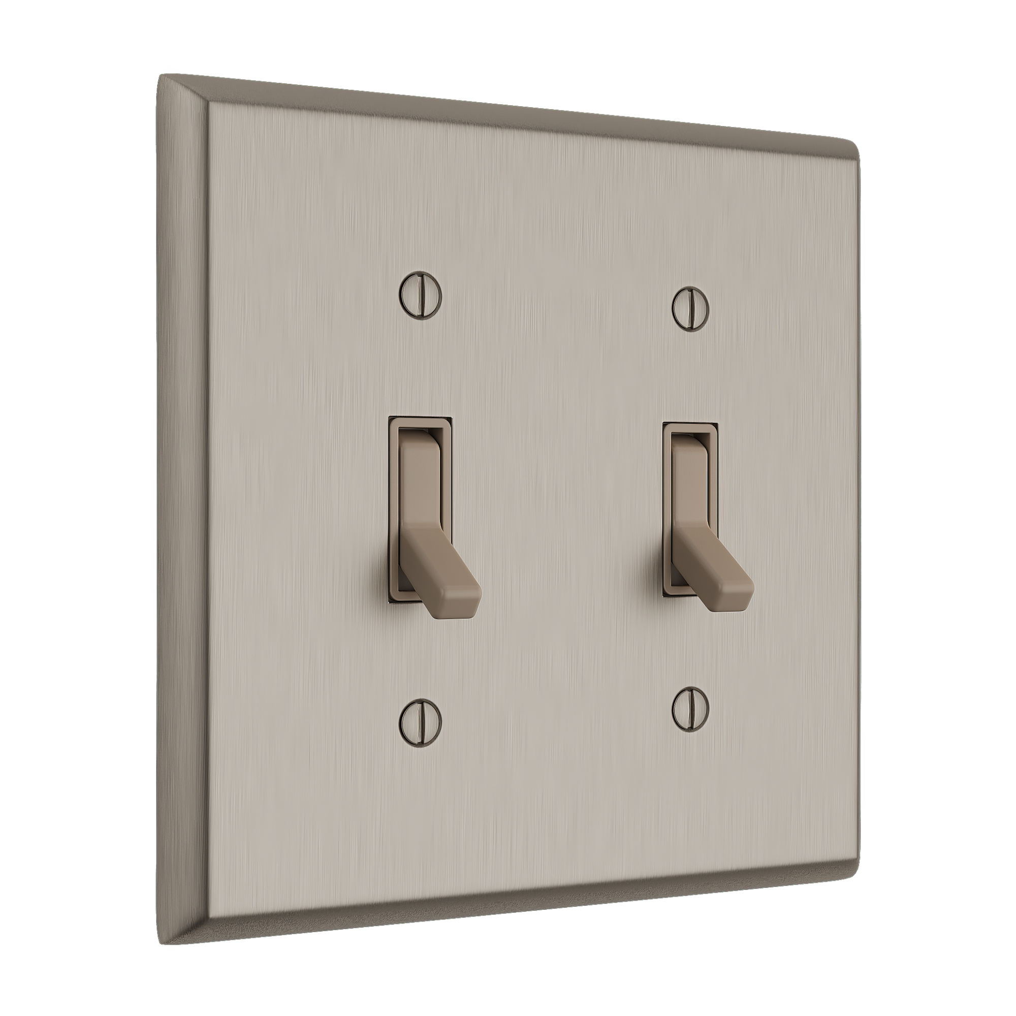 Solid brass Century Toggle Wall Plate – Double in Satin Nickel finish