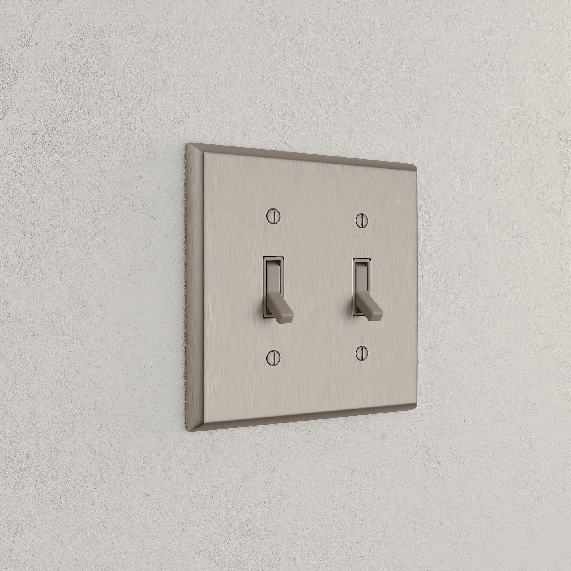 Solid brass Century Toggle Wall Plate – Double in Satin Nickel finish