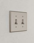 Solid brass Century Toggle Wall Plate – Double in Satin Nickel finish