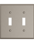 Solid brass Century Toggle Wall Plate – Double in Satin Nickel finish