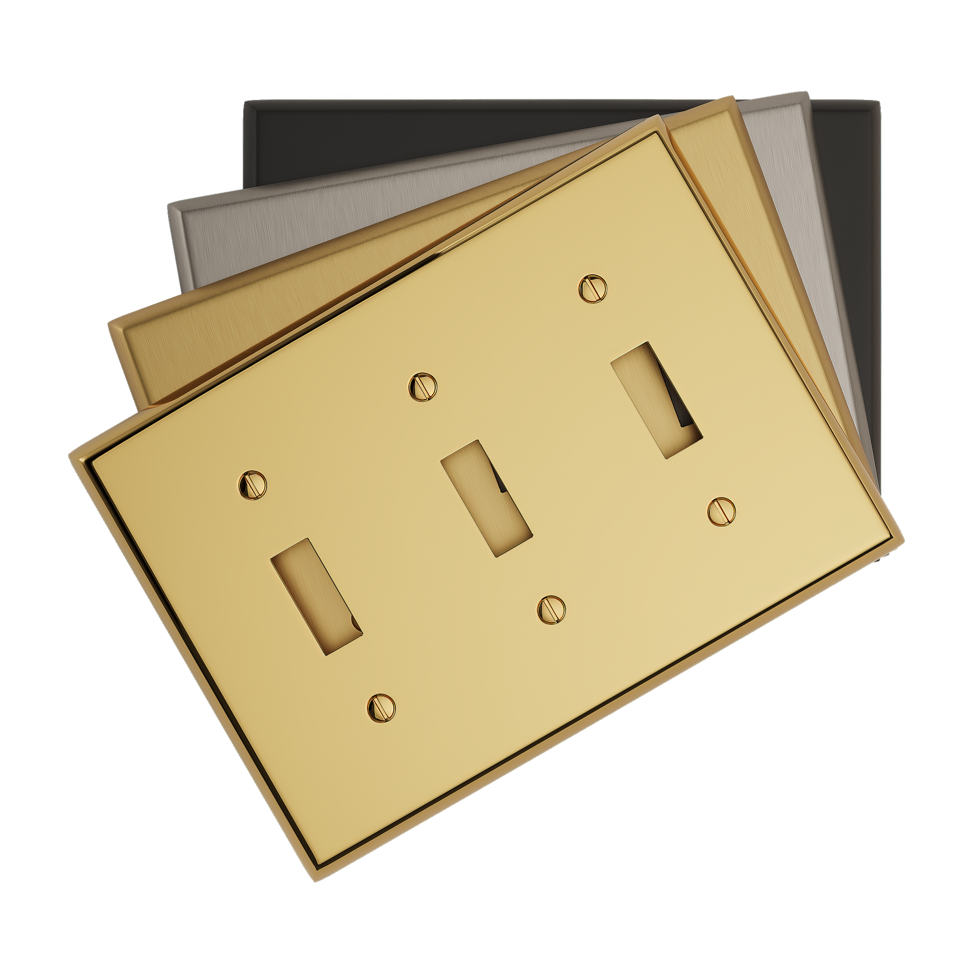 Solid brass Century Toggle Wall Plate – Triple