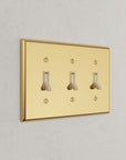 Solid brass Century Toggle Wall Plate – Triple in Polished Brass finish