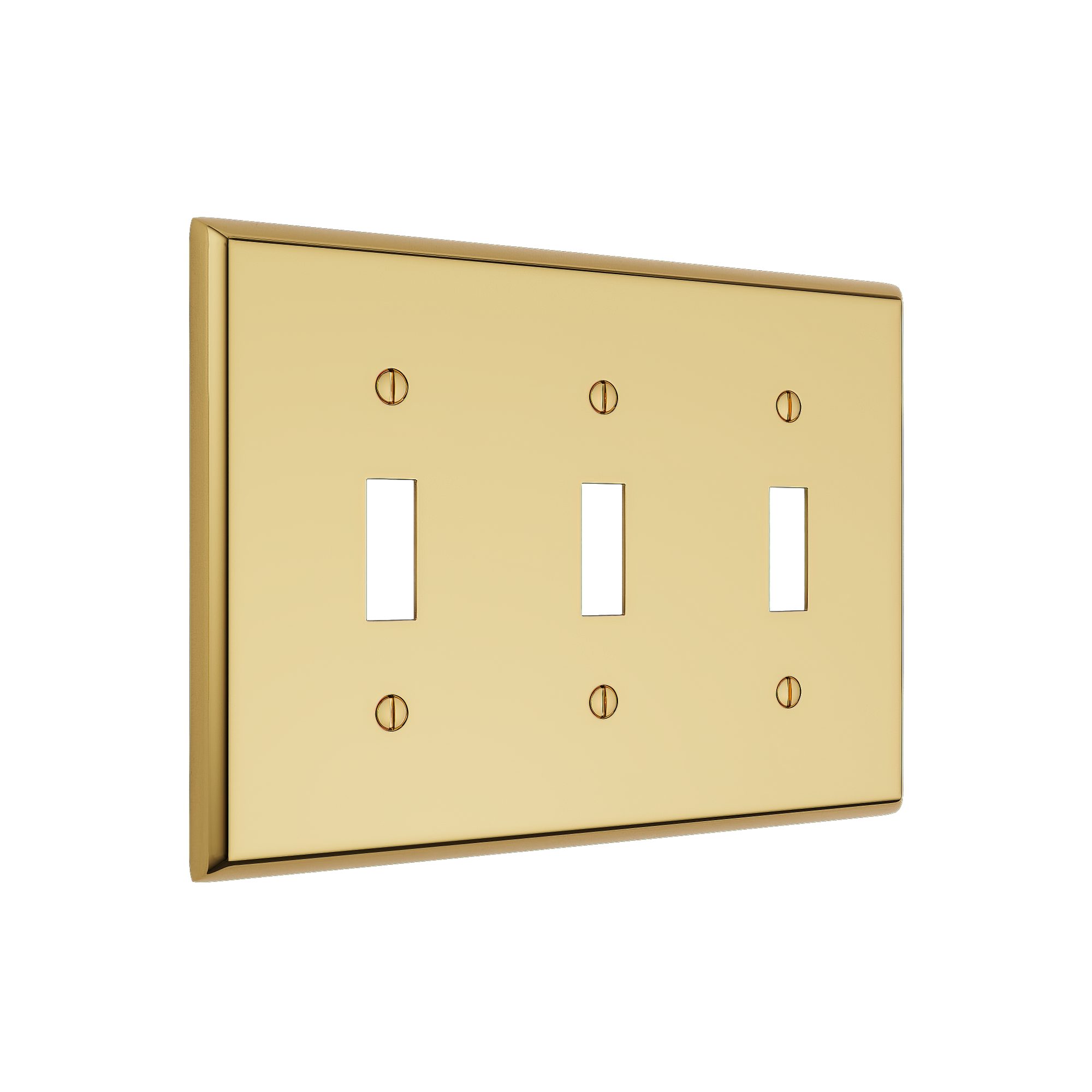 Solid brass Century Toggle Wall Plate – Triple in Polished Brass finish