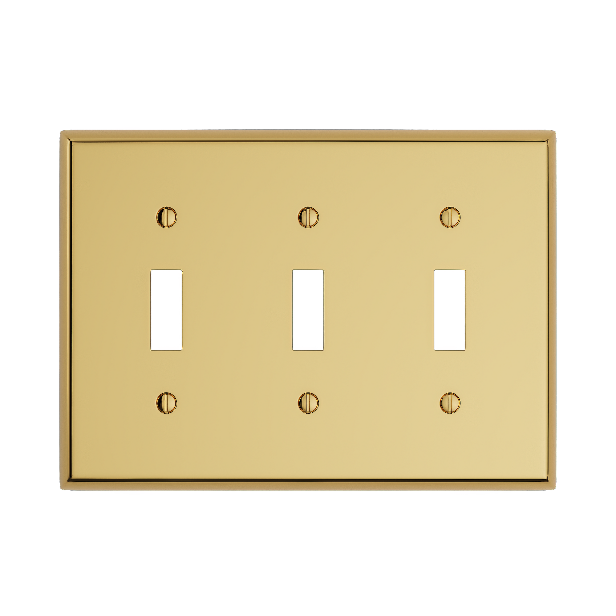 Solid brass Century Toggle Wall Plate – Triple in Polished Brass finish