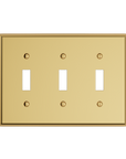 Solid brass Century Toggle Wall Plate – Triple in Polished Brass finish