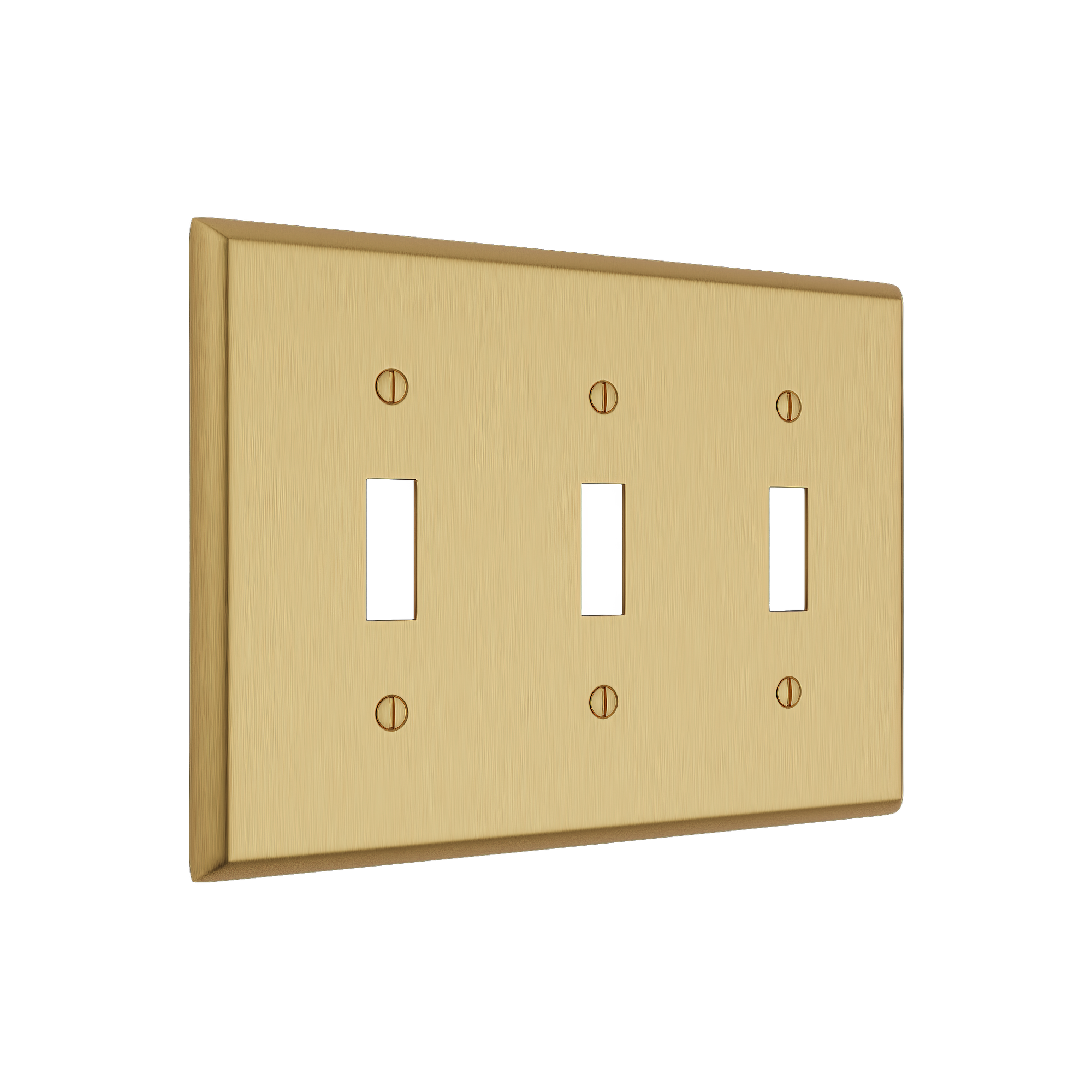 Solid brass Century Toggle Wall Plate – Triple in Satin Brass finish