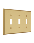 Solid brass Century Toggle Wall Plate – Triple in Satin Brass finish