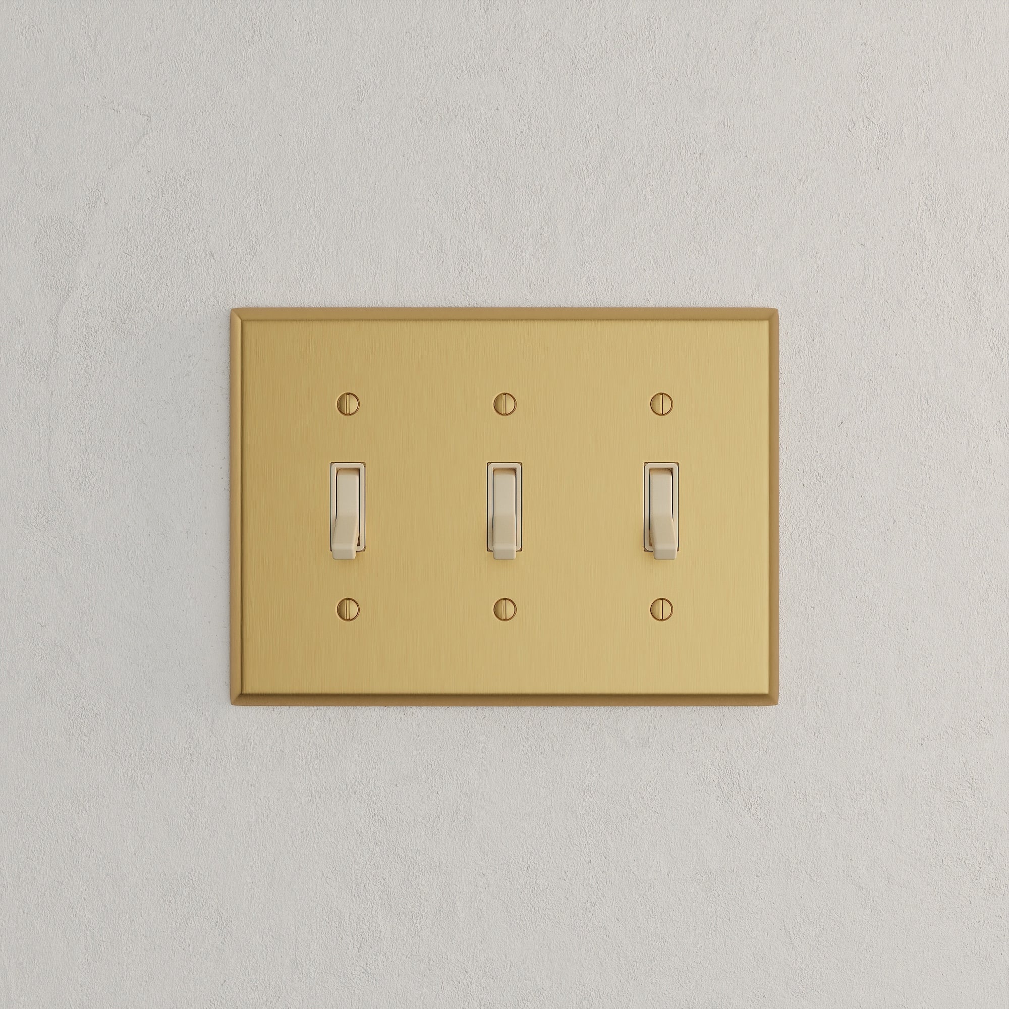 Solid brass Century Toggle Wall Plate – Triple in Satin Brass finish