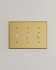 Solid brass Century Toggle Wall Plate – Triple in Satin Brass finish