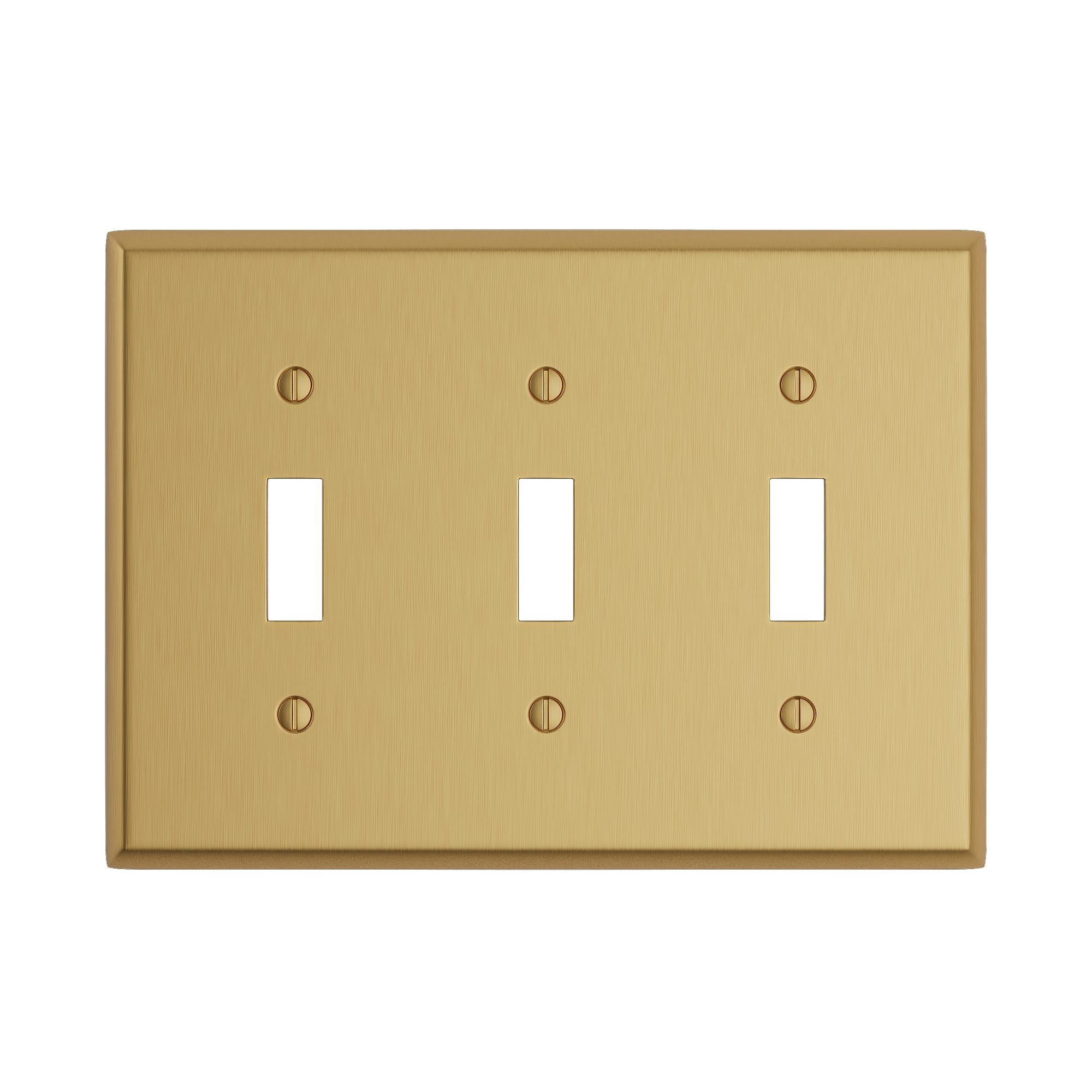 Solid brass Century Toggle Wall Plate – Triple in Satin Brass finish