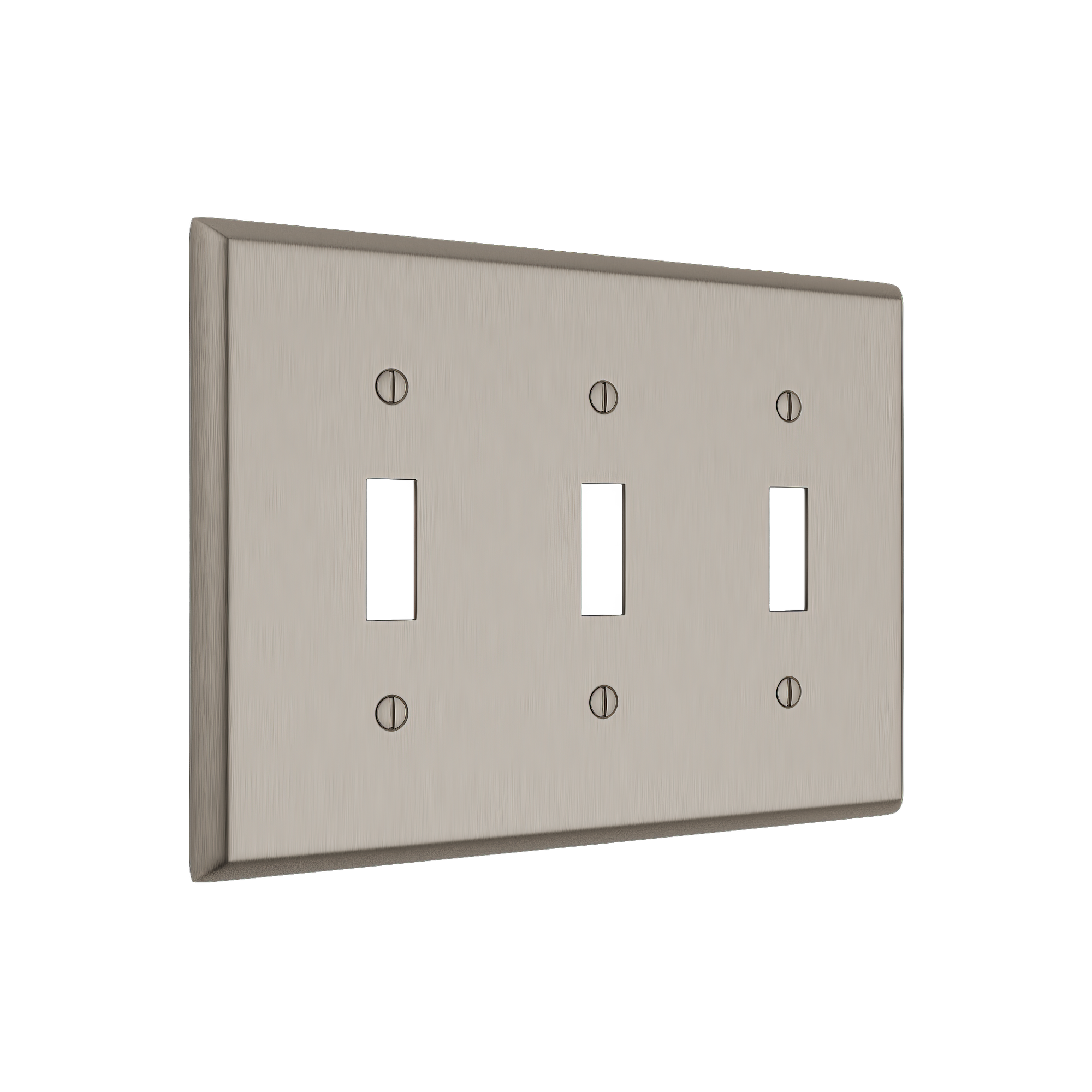 Solid brass Century Toggle Wall Plate – Triple in Satin Nickel finish
