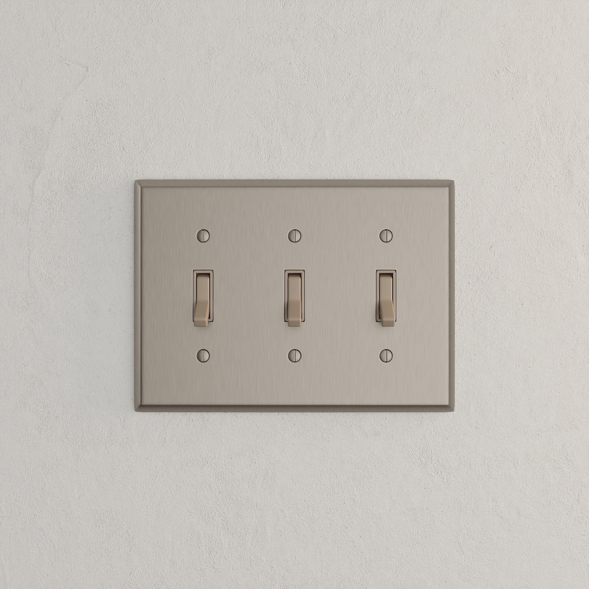 Solid brass Century Toggle Wall Plate – Triple in Satin Nickel finish