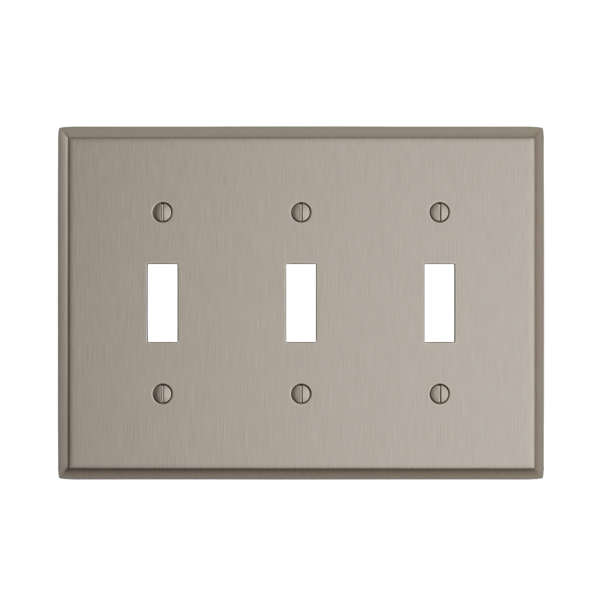 Solid brass Century Toggle Wall Plate – Triple in Satin Nickel finish